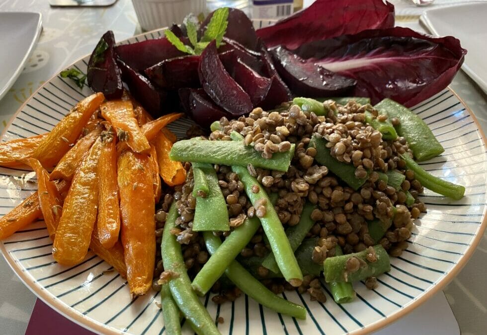 Honey Roasted Beetroot and Carrots, Lentils with French Beans and Radicchio