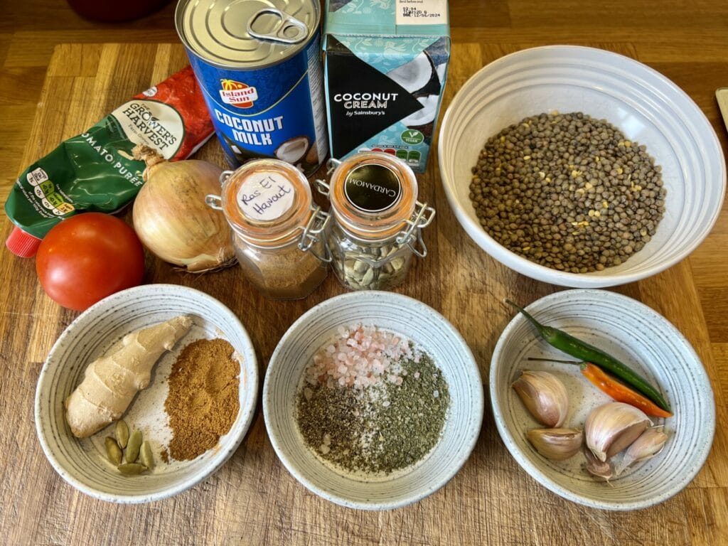 Ingredients for Lentil Curry